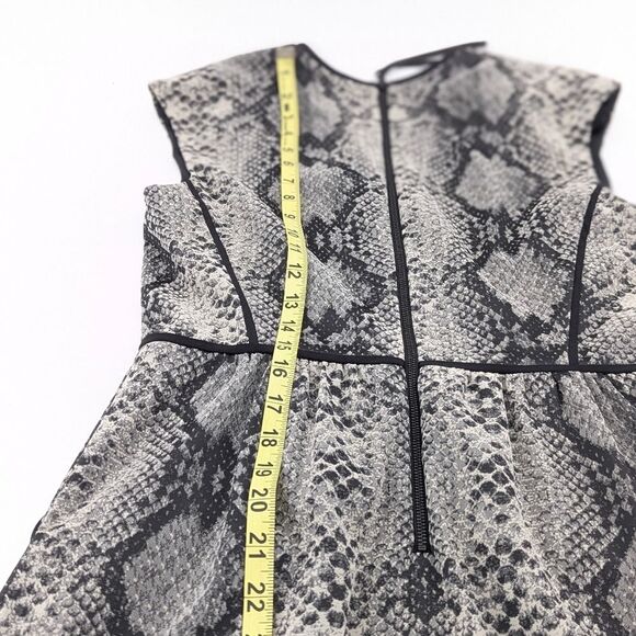 Rebecca Taylor Python Print Gray Black Cap Sleeve Sheath Dress Size 4 - Picture 7 of 8
